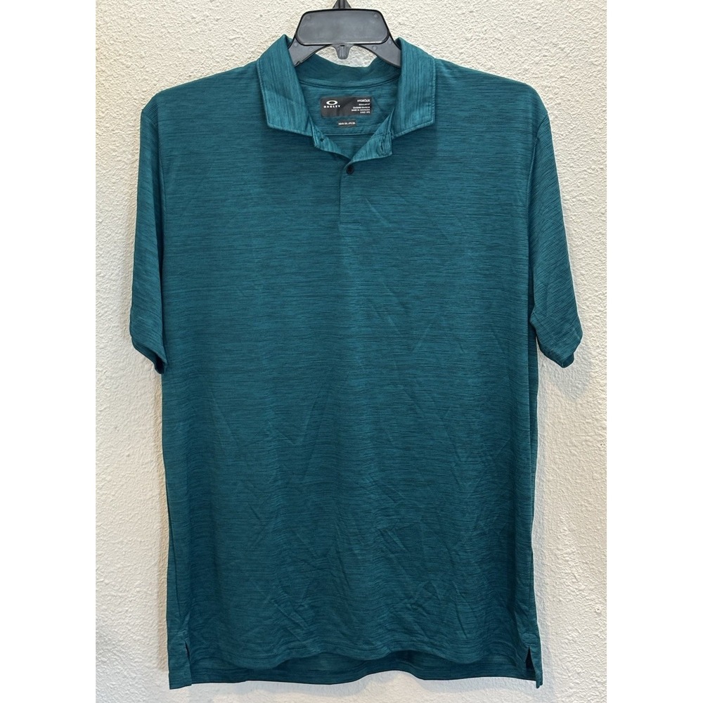 Oakley Hydrolix Reg Fit Polo Shirt Mens 2XL, Teal/Black Golf UV Protection Logo - Picture 1 of 7